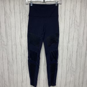 Womens Size S Alo Yoga Navy Blue Moto Leggings EUC